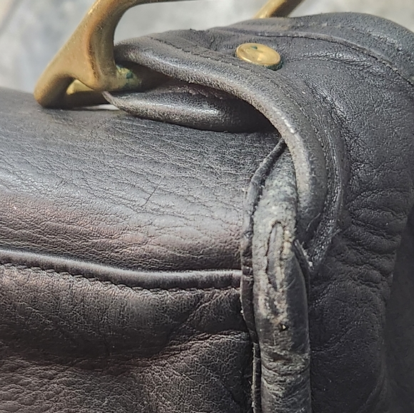 Vintage COACH Stewardess 9525 Brass Black Leather Crossbody Bag Costa Rica - Picture 10 of 16